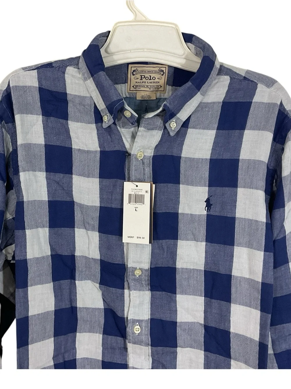 Polo Ralph Lauren RL Prepster Plaid Button Down Shirt Men’s Large NWT Untucked